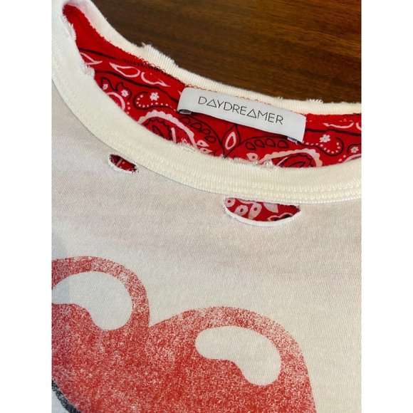 DAYDREAMER Rolling Stones 89 Tour Rebel Crop Tee White Small New women’s graphic - Picture 10 of 13